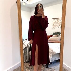 Astr Red Dolman Sleeve Dress